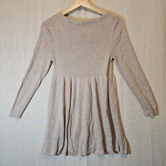 Anthropologie Knitted & Knotted Tan Beige Sweater Dress Silk Blend Medium - Picture 6 of 10